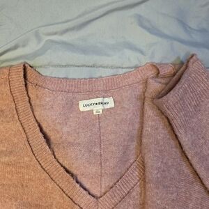Lucky Brand Women's Soft Pink V-Neck Sweater